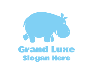 Grand - Blue Hippo Animal logo design