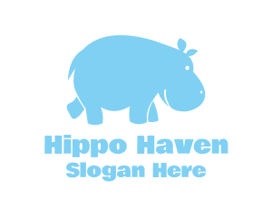 Hippo - Blue Hippo Animal logo design