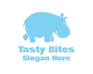 Light Blue - Blue Hippo Animal logo design