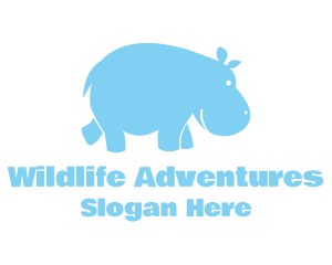 Madagascar - Blue Hippo Animal logo design