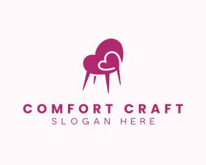 Upholsterer - Heart Furniture Chair logo design