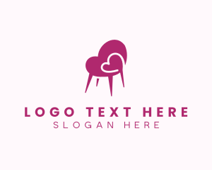 Furniture - Heart Furniture Chair logo design
