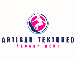 Textured - Man Surfing Sport logo design