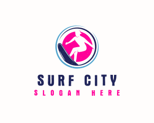 Man Surfing Sport logo design