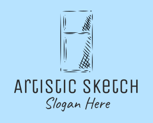 Kitchen Refrigerator Sketch logo design