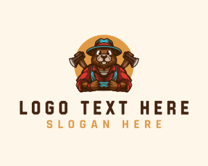 Hat - Lumberjack Beaver Axe logo design