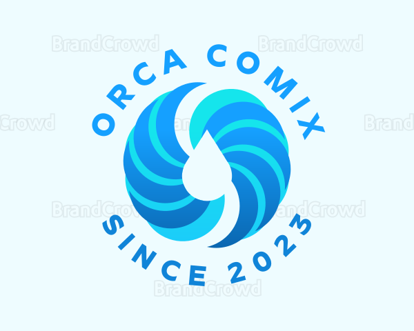 Spiral Aqua Droplet Logo