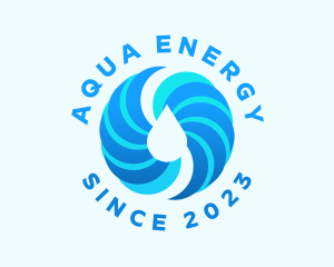Hydropower - Spiral Aqua Droplet logo design