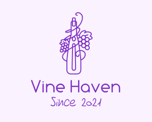 Minimalist Grape Wine logo design