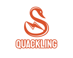 Duckling - Orange Swan Lightning logo design