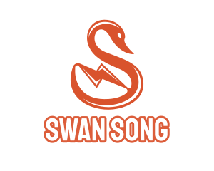 Swan - Orange Swan Lightning logo design