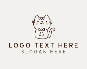 Pet Shop - Pet Cat Bowtie logo design