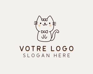 Pet Cat Bowtie Logo