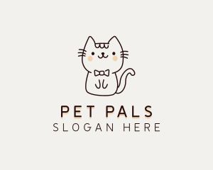 Pet Cat Bowtie logo design