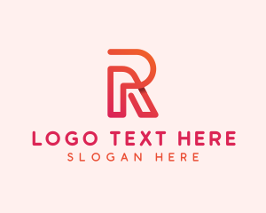 Outline - Gradient Monoline Letter R logo design