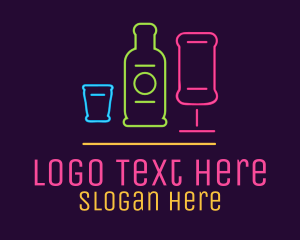 Bartender - Nightclub Bar Neon Lights logo design