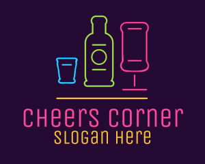 Booze - Nightclub Bar Neon Lights logo design