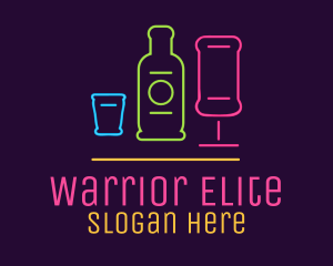 Alcohol Delivery - Nightclub Bar Neon Lights logo design