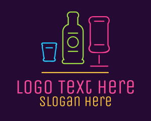 Drunk - Nightclub Bar Neon Lights logo design