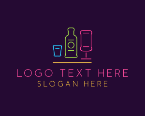 Nightclub Bar Neon Lights logo design