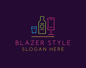 Nightclub Bar Neon Lights logo design