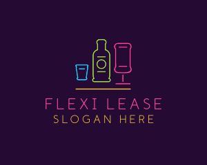 Nightclub Bar Neon Lights logo design