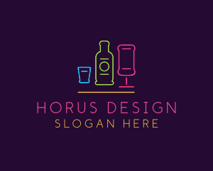 Nightclub Bar Neon Lights logo design