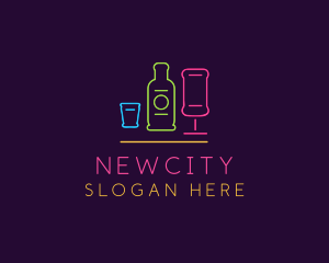 Nightclub Bar Neon Lights logo design