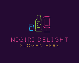 Nightclub Bar Neon Lights logo design