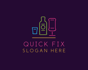 Nightclub Bar Neon Lights logo design