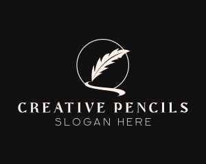 Creative Feather Quill Pen logo design