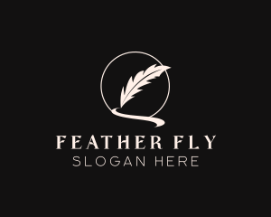 Creative Feather Quill Pen logo design