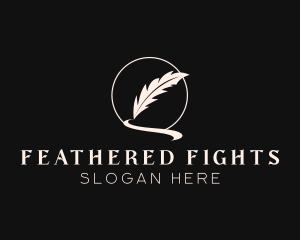 Creative Feather Quill Pen logo design