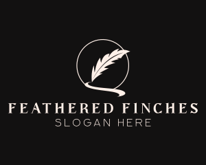 Creative Feather Quill Pen logo design