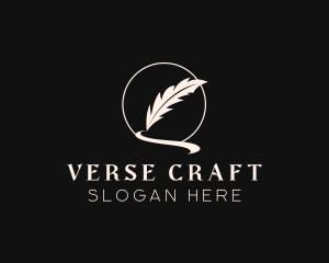 Poem - Creative Feather Quill Pen logo design