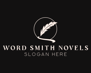 Novelist - Creative Feather Quill Pen logo design