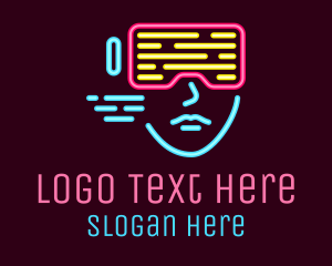 Virtual - Neon Digital Goggles logo design