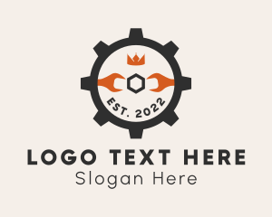 Badge - Crown Wrench Cogwheel logo design