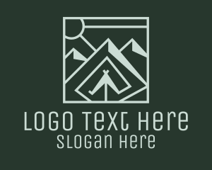Mountain Range - Geometric Hiker Campsite logo design