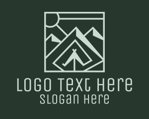 Camp - Geometric Hiker Campsite logo design