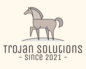 Trojan - Prancing Equestrian Horse logo design