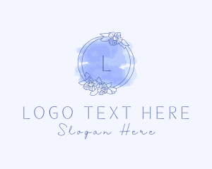 Wreath - Blue Aesthetician Beauty logo design