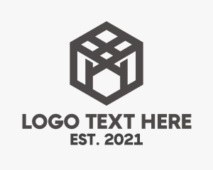 Black Modern Hexagon  Logo