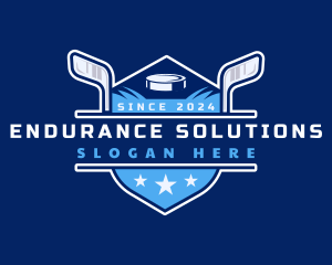 Blue Ice Hockey Emblem Logo