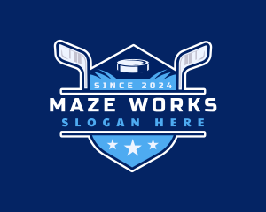 Blue Ice Hockey Emblem Logo