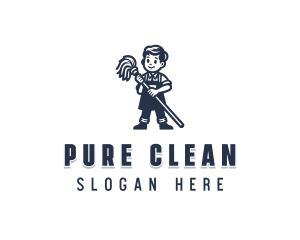 Janitorial Mop Cleaning logo design