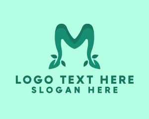 Vegan - Environmental Leaves Letter M logo design