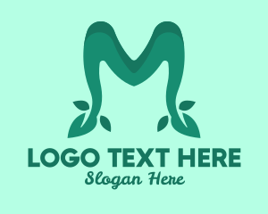 Letter Mark - Green Letter M Leaves logo design