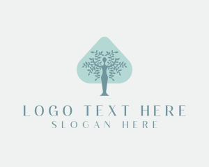 Yoga - Spade Woman Tree logo design