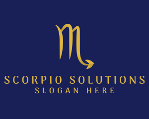 Scorpio - Gold Scorpio Horoscope Symbol logo design